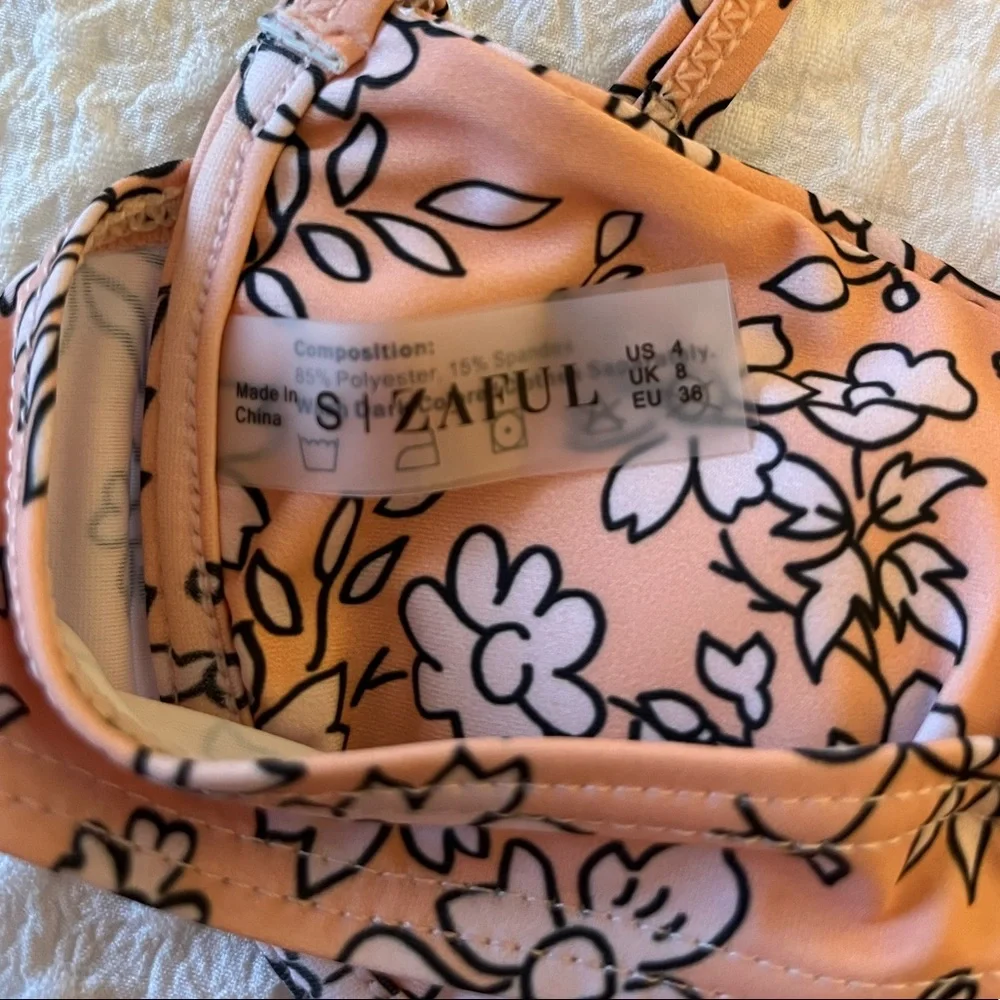 ZAFUL Women's Floral V-Wired Underwire High Leg Two Piece Bikini Set Swimsuit - Picture 7 of 13